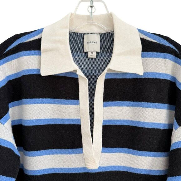 Anthropologie Color Block Mini Sweater Dress Tunic Womens XS OVERSIZED V Neck - Picture 6 of 11